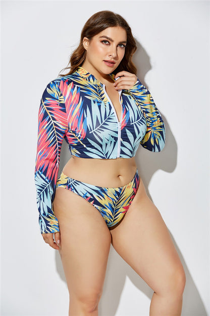 Women Fashion Sexy Printed Plus Size Swimsuit Set