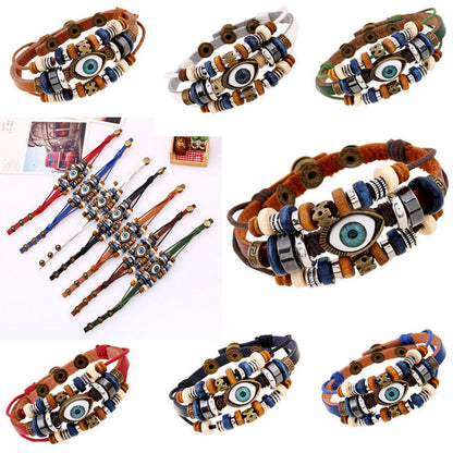 Pulsera de cuentas de ojo malvado estilo bohemio vintage