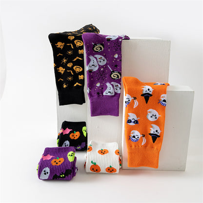 Calcetines de tubo con calabaza fantasma de dibujos animados de Halloween