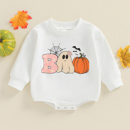 Pelele con estampado de calabaza de Halloween para niños y niñas