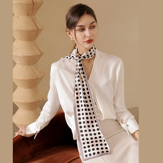 Pañuelo de seda con lunares para mujer, informal, de primavera, para hombre y mujer