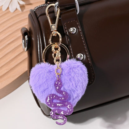 Plush Heart Snake Pendant Keychain Lovable Wind Style
