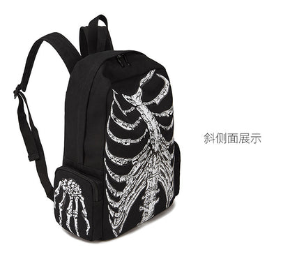 Women Fashion Halloween Print Skull Canvas Backpack