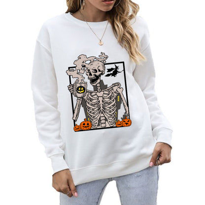 Sudadera con estampado de calavera de Halloween para mujer