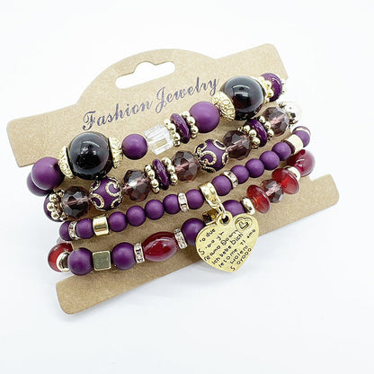 Women Retro Bohemian Heart Pendant Bracelet
