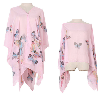 Chal de verano con estampado de mariposas para mujer