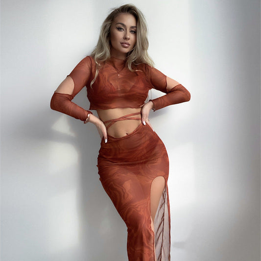 Cache-maillot en maille à manches longues pour femme, sexy et d'été