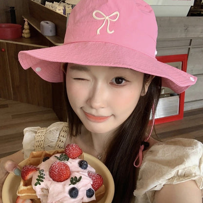 Chapeau bob tendance pour femme, joli et mignon, avec nœud rose