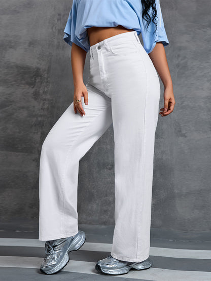 Women Casual Wide Leg High Waist Denim Pants