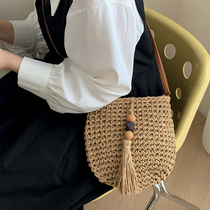 Bolso de hombro tejido informal bohemio