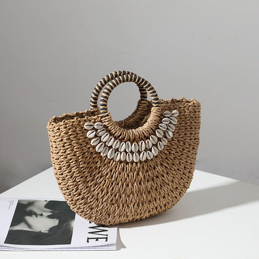 Vacation Beach Vintage Semi-Round Shell Handbag