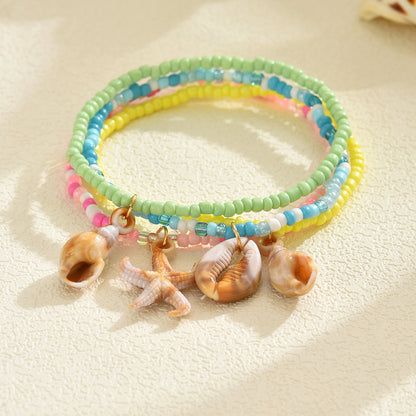 Multicolor Bohemian Mi Zhu Starfish Shell Sea Bracelet Set