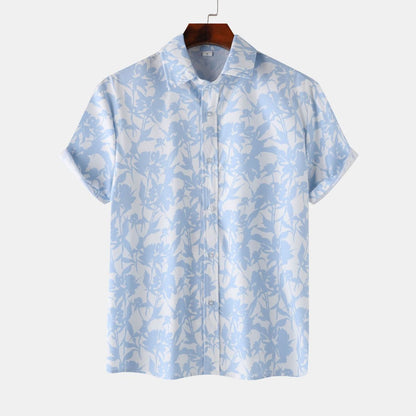 Men Summer Leisure Vacation 3D Flower Print Shirt