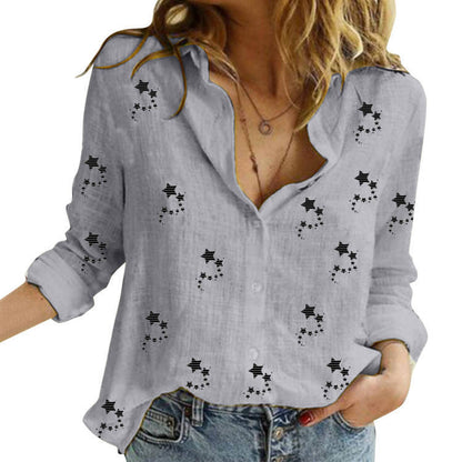 Blusas casuales de manga larga con estampado de estrellas para mujer