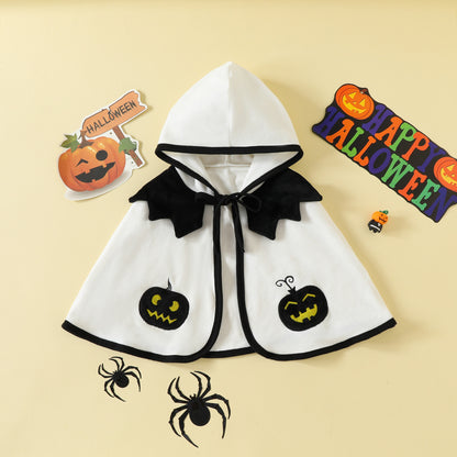 Kids Toddler Baby Girls Halloween Pumpkin Hooded Cape