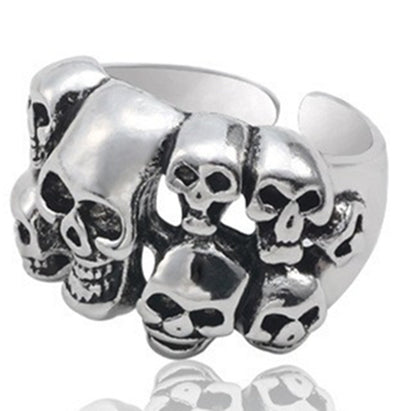 Anillos de metal unisex vintage con múltiples calaveras para Halloween