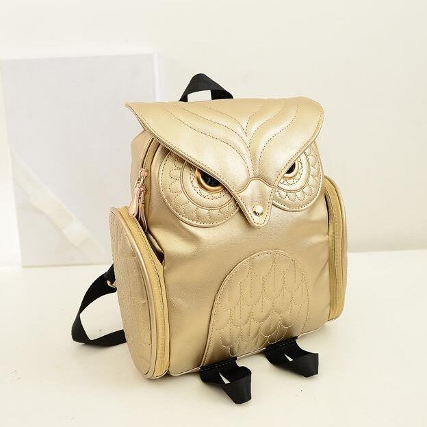 Mochila gótica de piel sintética con forma de búho para mujer, diseño único y elegante.