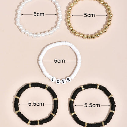 Unisex Bohemian Colorful Polymer Clay Bracelet Set