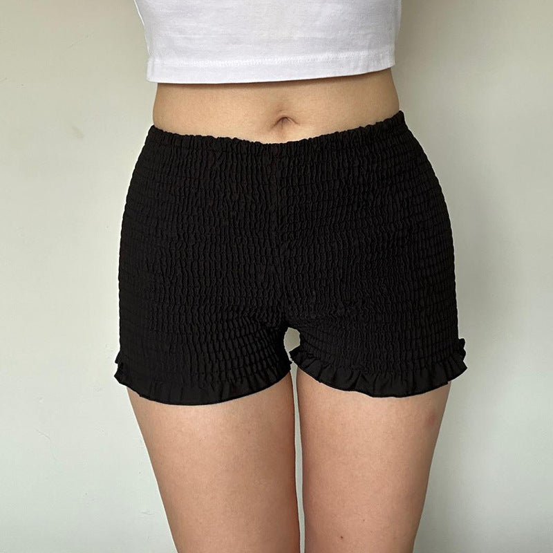 Pantalones cortos plisados ​​de color sólido sexys de moda para mujer