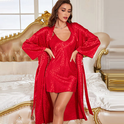 Ensemble pyjama deux pièces en soie imprimée sexy pour femme