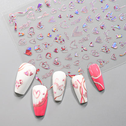 Autocollants pour ongles Love Laser Red pour la Saint-Valentin