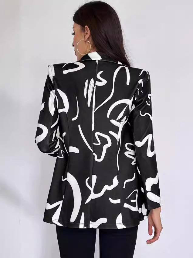 Manteau de costume décontracté à manches longues pour femme