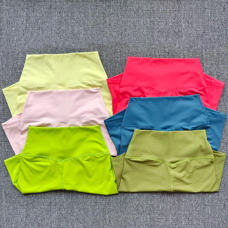 Short de yoga taille haute uni pour femme