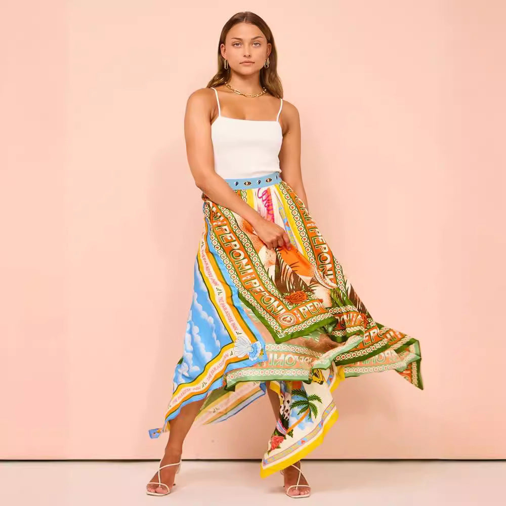 Falda con estampado gráfico irregular de moda para mujer