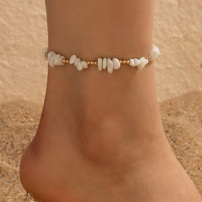 Conjunto de tobillera con cadena de cuentas y conchas bohemias para mujer