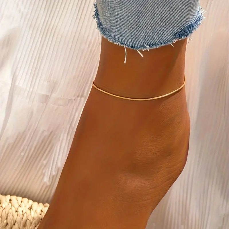Adjustable Simple Alloy Anklet - Gold