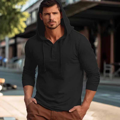 Men Casual Sport Solid Color Long Sleeve Hoodies