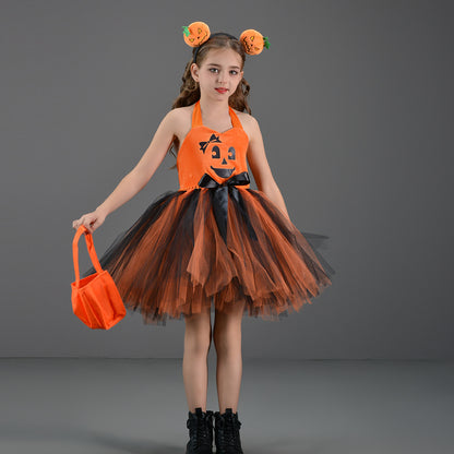 Kids Toddler Big Girls Halloween Mesh Sleeveless Dress