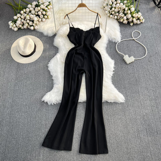 Sexy Women V Neck High Waist Spaghetti Strap Jumpsuits