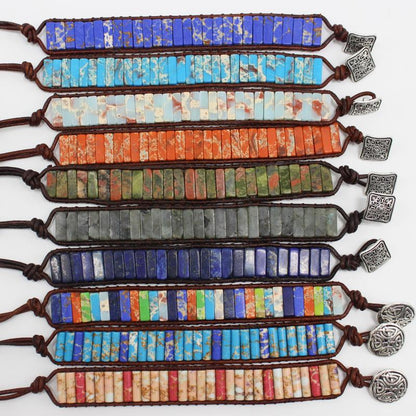Pulsera de cuentas de piedra natural bohemia