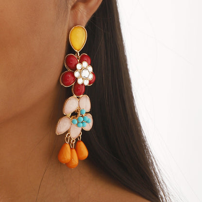 Women Fashion Boho Multicolor Floral Earrings - Stylish Flower Jewelry