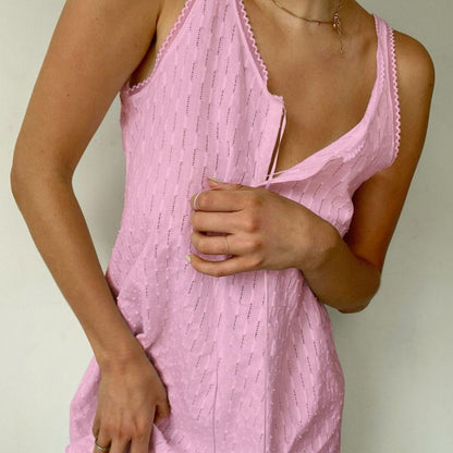 Robe débardeur ajourée en dentelle à col en V pour femme, idéale pour les vacances d'été