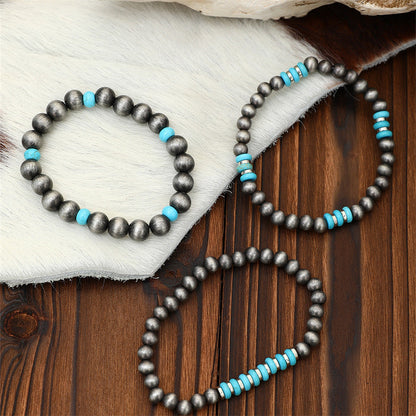 Conjunto de 3 pulseras de cuentas turquesas bohemias