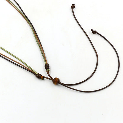 Collar bohemio de cuentas de madera multicolor para mujer