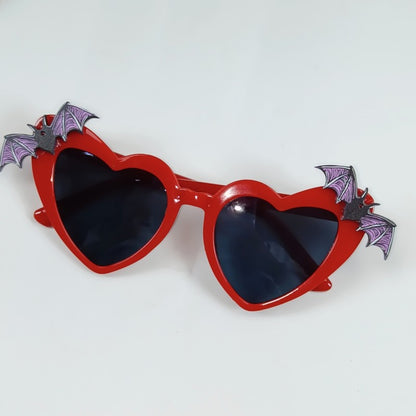 Lunettes de soleil en forme de cœur et de chauve-souris pour fête d'Halloween
