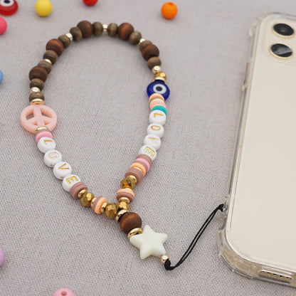 Creative Evil Eye Design Beads Phone Case Lanyard