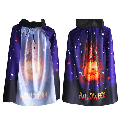Halloween Digital Printing Pumpkin Ghost Pattern Cloak