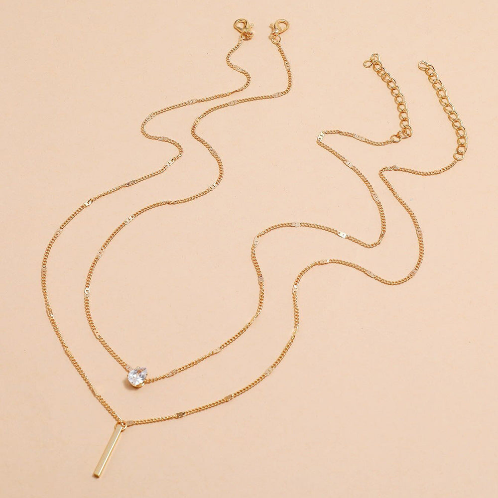 Collar con colgante de borla larga en forma de lágrima, sencillo, de dos piezas, para mujer