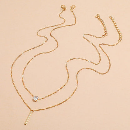 Collar con colgante de borla larga en forma de lágrima, sencillo, de dos piezas, para mujer