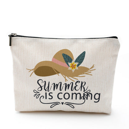 Bolsa de cosméticos de lino y algodón impermeable para viajes