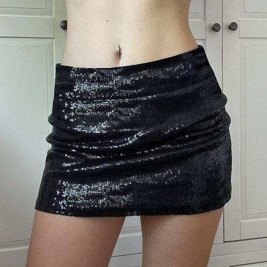 Falda de lentejuelas de color sólido sexy de moda para mujer