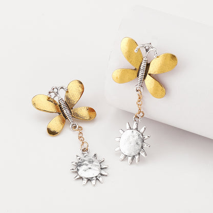 Boucles d'oreilles pendantes vintage papillon soleil