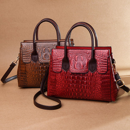 Bolso de mano informal de PU con estampado de cocodrilo para mujer