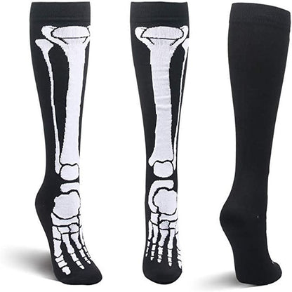 Chaussettes de sport de compression amusantes pour femmes avec motif tête de mort pour Halloween