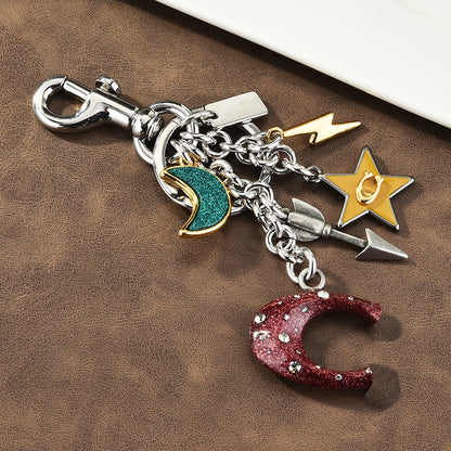 Cute Cartoon Alloy Moon Star Bag Pendant Keychain