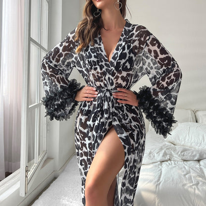 Women Fashion Sexy Leopard Printed Dress Pajamas